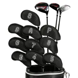 10pcs Golf Head Covers Golf Iron Headcover 3 4 5 6 7 8 9 S A P Golf Putter Club Headcovers Protector Golf Accessories Supplies