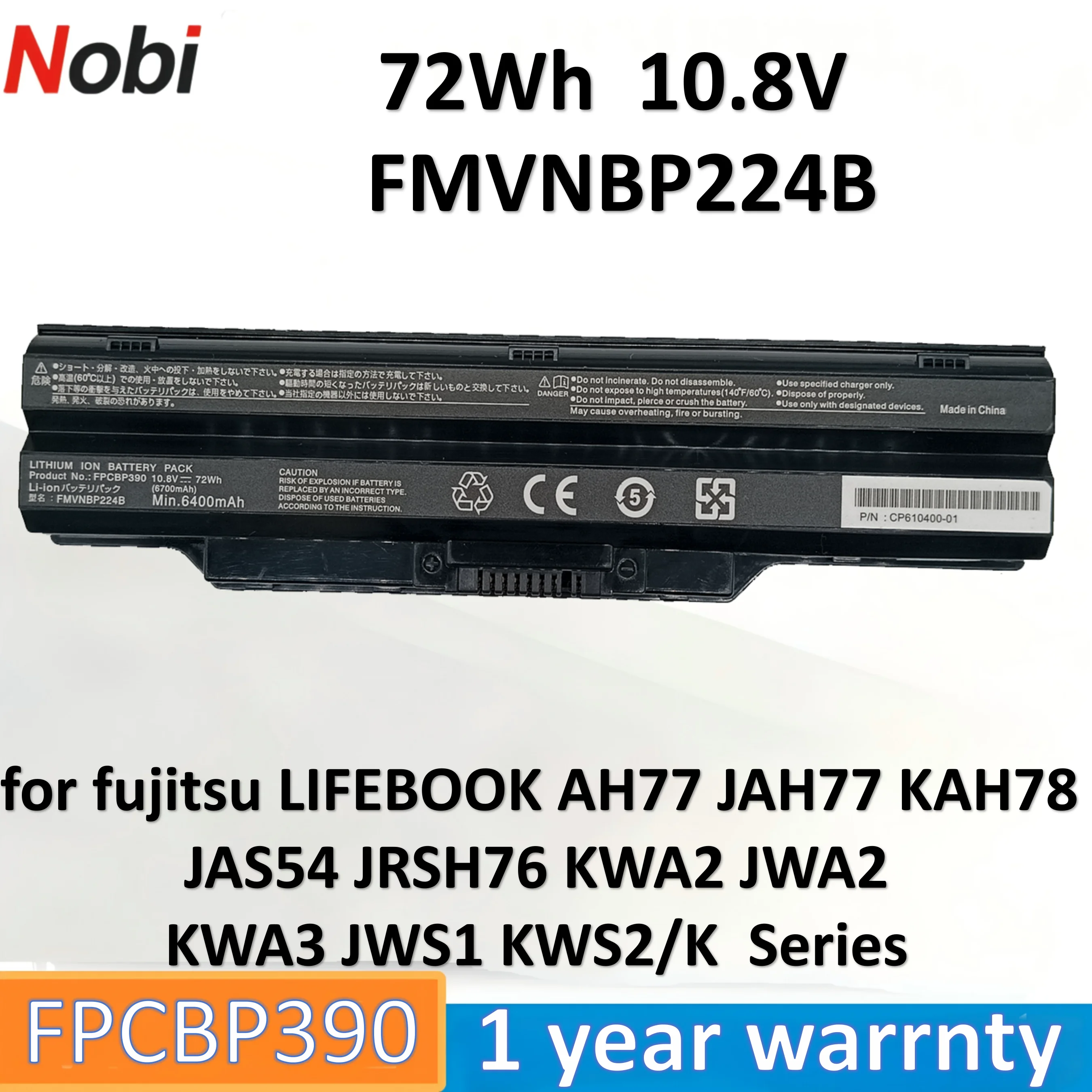 Nobi FPCBP390 FMVNBP224B FMVNBP223 FMVNBP224R FMVNBP224W FPCBP391 FPCBP393 battery for Fujitsu LIFEBOOK AH77 JAH77 KAH78 JAS54