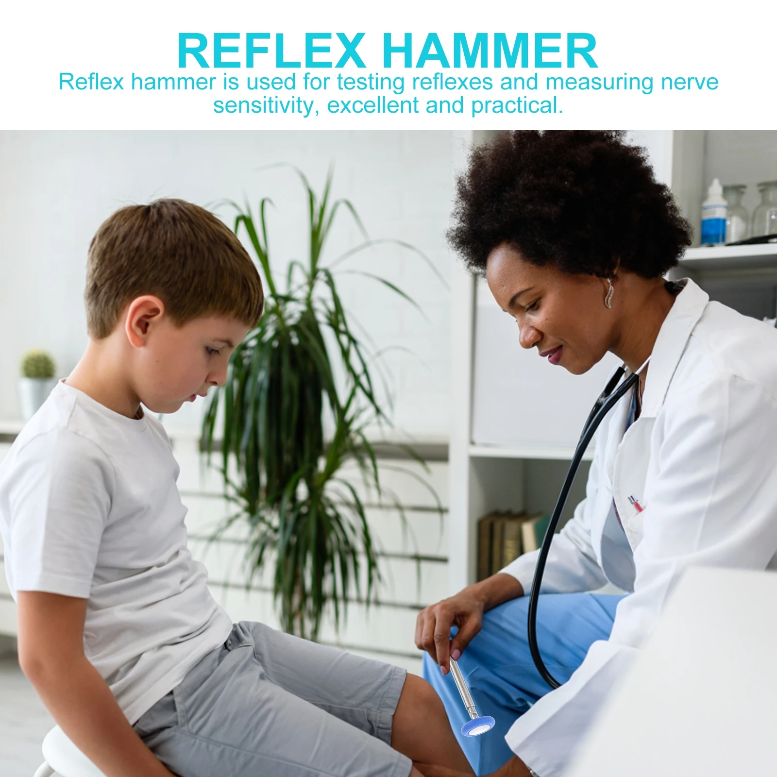 

Medical Reflex Hammer Ergonomic Lightweight Metal Diagnostic Tool For Neurological Sensory Testing Clinic Hospital Use