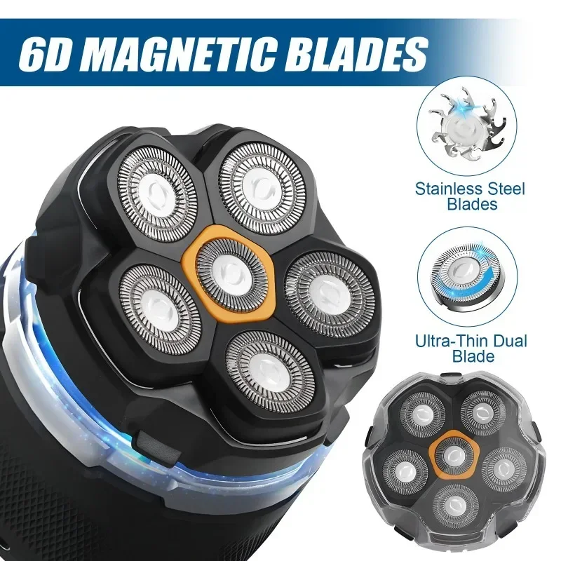Neue 1/2/3 Stück magnetische 6-Klingen-Ersatzköpfe für DOAO JoyKoi Solimpia Singphere AEXIRI Kopfrasierer Zubehör – Detail 5