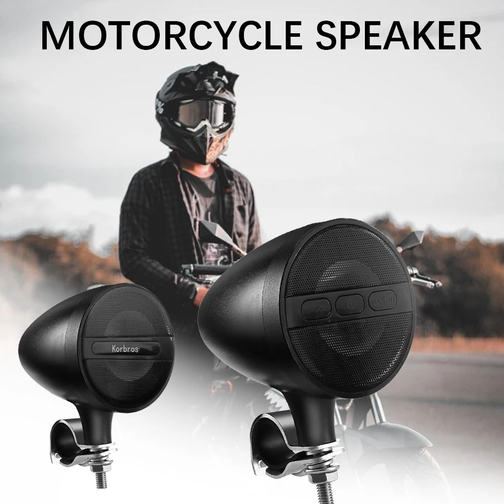 

1Pair Motorcycle Stereo Speaker, Bluetooh MP3 Player, Motorcycle MP3 FM Radio Stereo Speaker Audio for Motorbike with LED Atmo