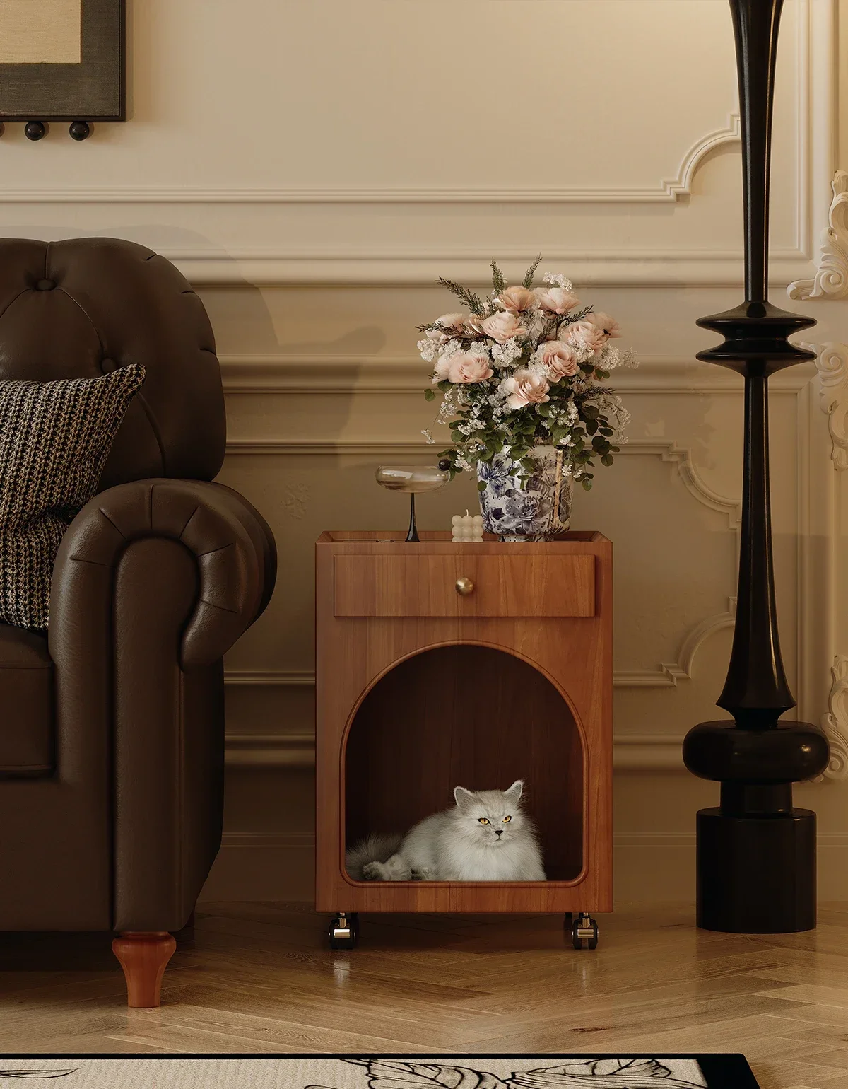 

Французская Ретро Тележка Съемный Диван Боковой Шкаф Приставной Столик Простая Прикроватная Тумбочка