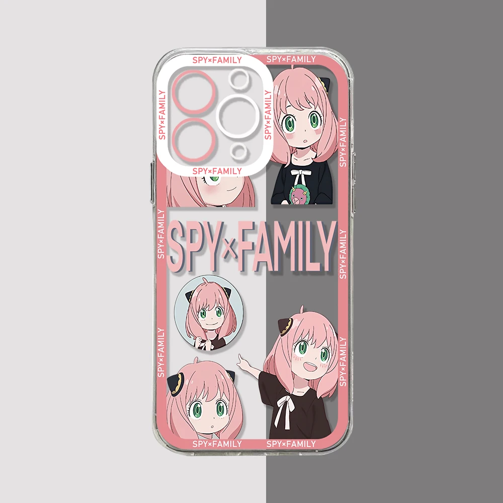 SPY X FAMILY Anime Kawaii Anya Phone Case For iPhone 15 14 13 12 11 Mini Pro Max X XR XSMax 6S 6 7 8 Plus SE20 Transparent Cover