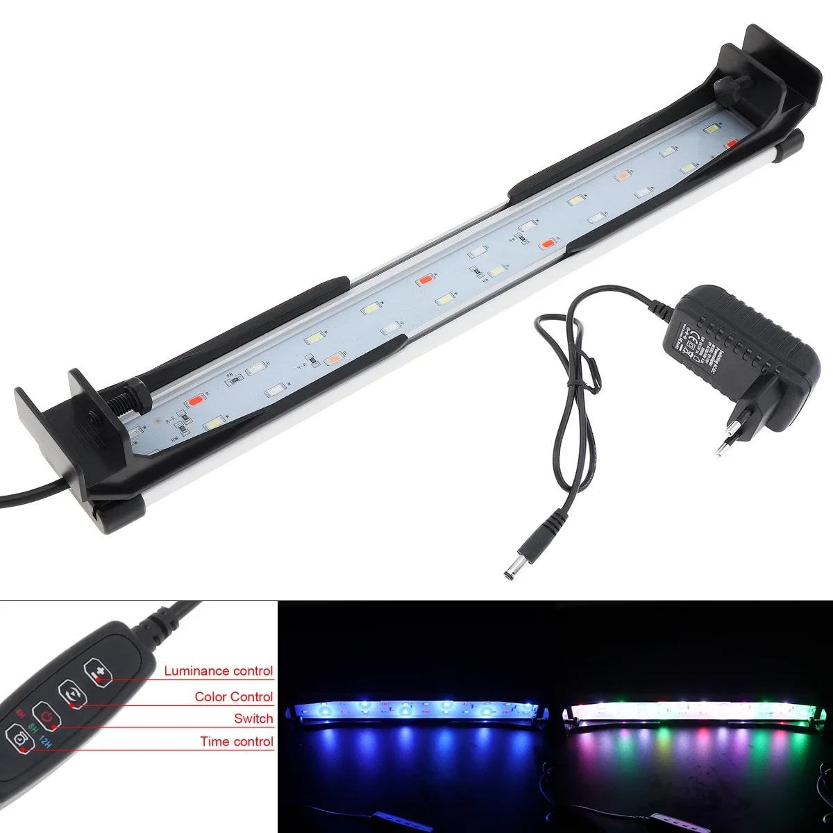 

Pop 22-72CM 5 Colors Adjustable Color Timed Double Row LED Fish Tank Plant Lamp With Extendable Bracket For Aquarium Overhead Li