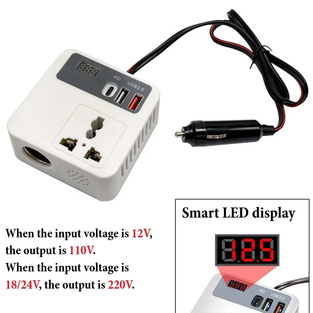 

For Car Charging Portable Inverter Car Inverter High Temperature Resistance Portable Power Supply USB Charging Port