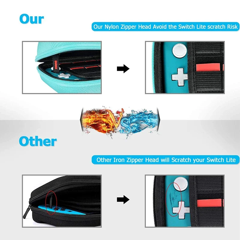 Nintendo Switch Lite와 호환되는 운반 케이스, 콘솔 및 액세서리용 휴대용 쉘 파우치 운반용 여행용 가방