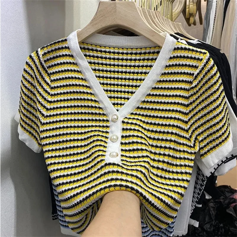 Striped Vintage Cardigan Women Sweater Long Sleeve Knit Vintage Fall 2022 New Red Blue Yellow Harajuku Tops Oversized Sweaters