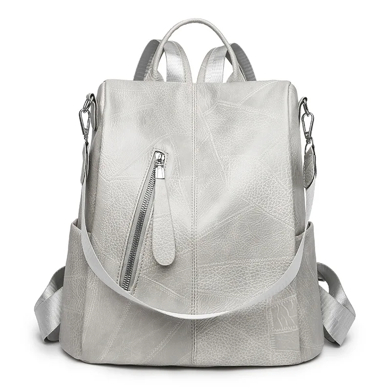 Mochila Oxford informal de cuero PU para mujer, bolso escolar de alta calidad para estudiantes y niñas, mochila de viaje para damas, color blanco y negro, Verano