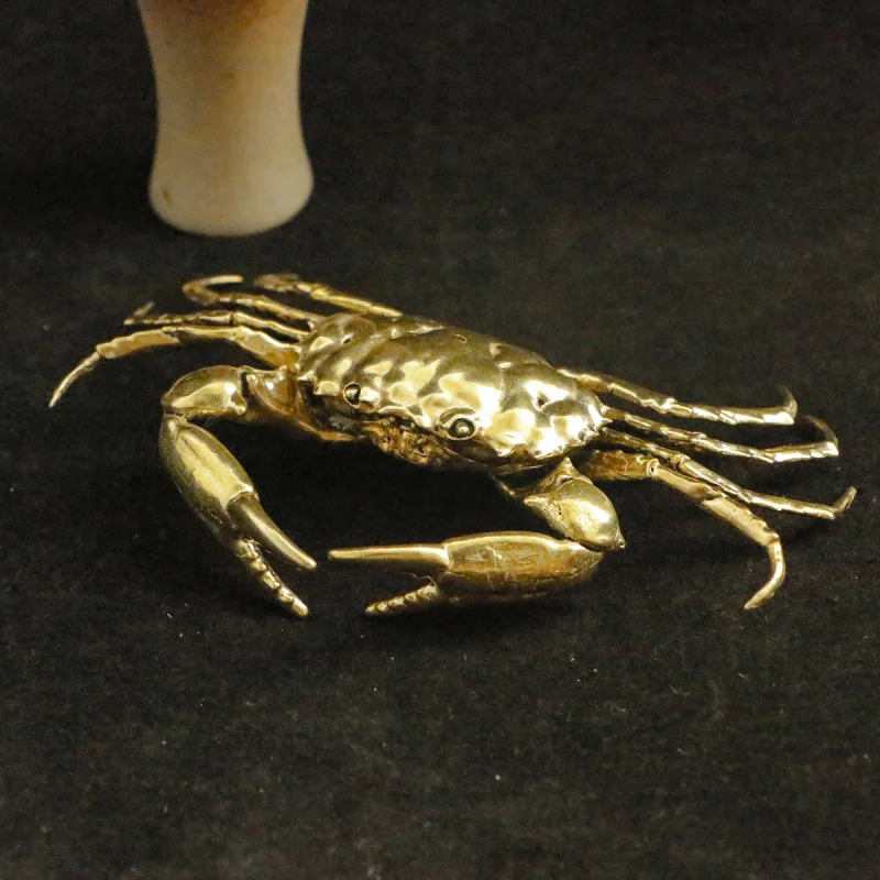 

Vintage Ornament Tea Pet Small Handheld Creative Personalized Brass Crab Craft Collectible