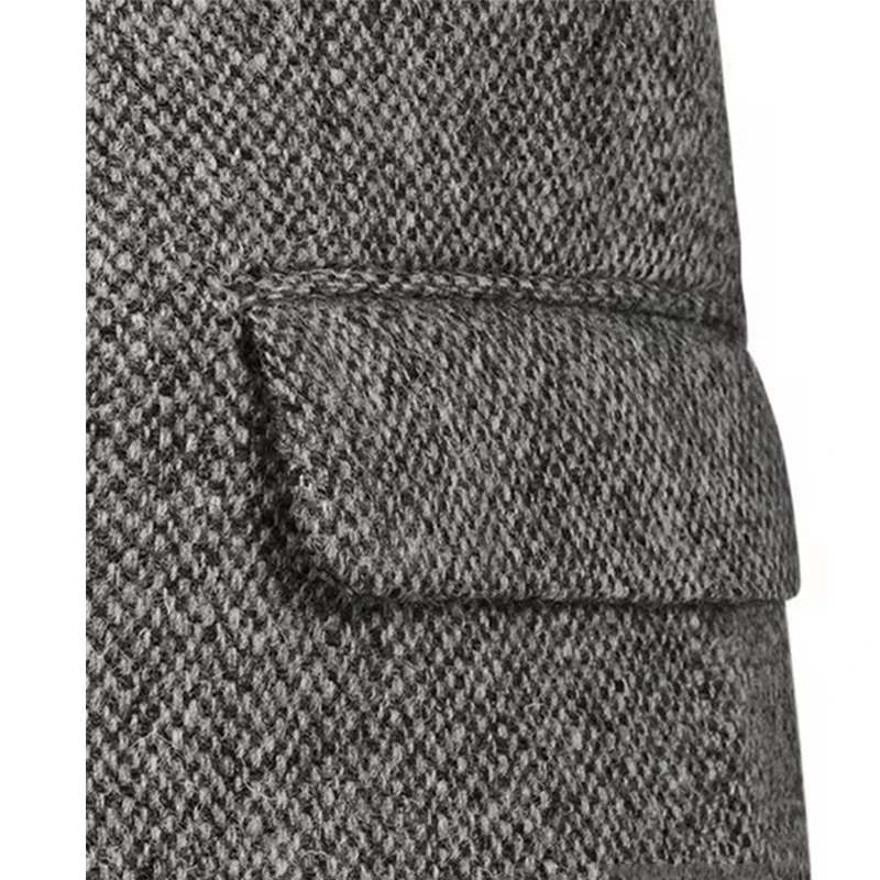 เสื้อสูทผู้ชายลายก้างปลา สำหรับงานพรอม ทักซิโด้ ผ้าวูลทวีด กระดุมแถวเดียว สไตล์ทางการ สำหรับงานแต่งงาน (เฉพาะเสื้อ) ขายดี