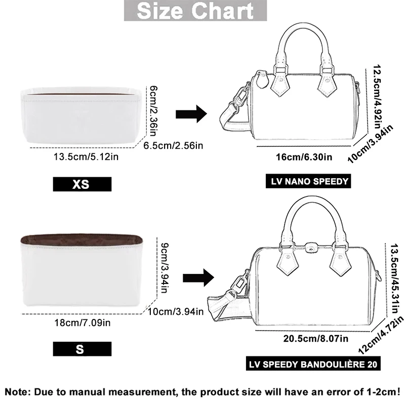 EverToner Protable Felt Insert Women's Cosmetic Bag Organizer Insert Shaper Storage Inner Purse Fit For Speedy 20 25 30 35