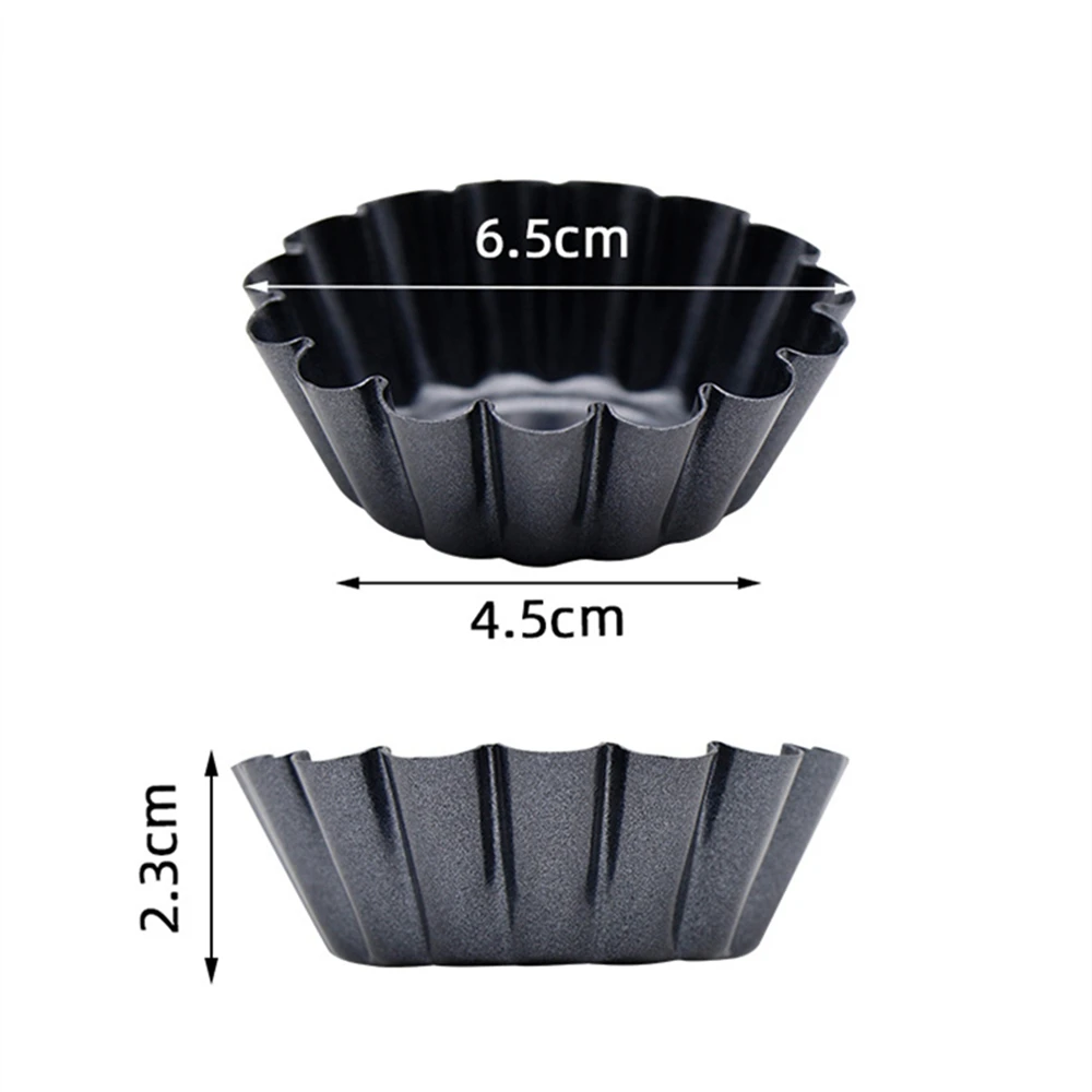 4/6/12Pcs Non-stick Tart Molds Reusable Mini Quiche Pan Egg Tart Cup Cupcake Pastry Cake Pudding Mould Carbon Steel Baking Tools