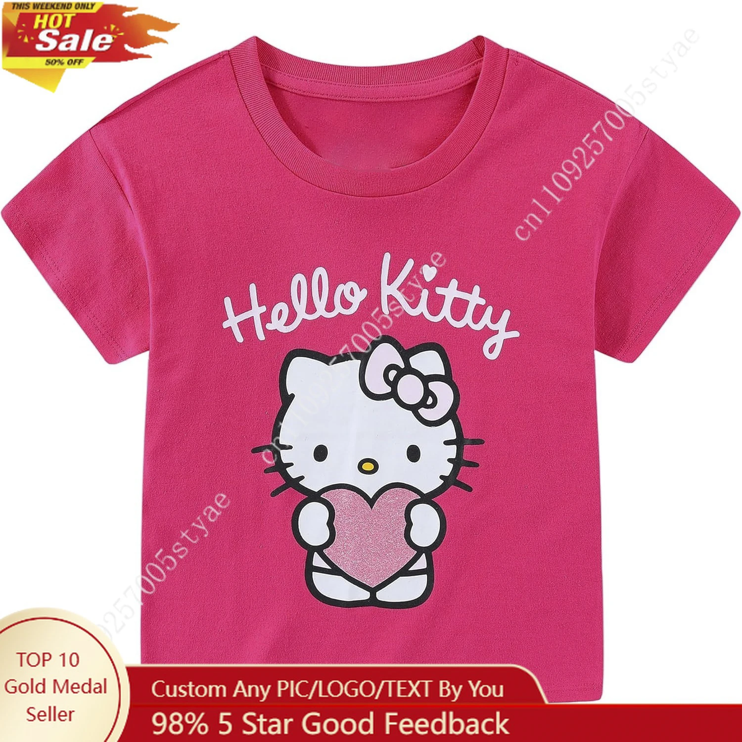 

Hello Kitty Girls Short Sleeve T-Shirt Sanrio Tops Crewneck Clothes Fashion Tee Short Sleeve Top Soft Blouse for Kid