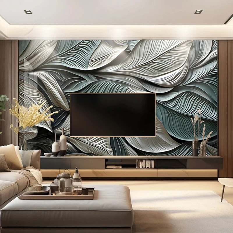 

Custom Murals Wallpaper 3D Stereo Relief Art Banana Leaf Photo Wall Cloth Living Room TV Sofa Home Decor Classic 3D Papel Tapiz