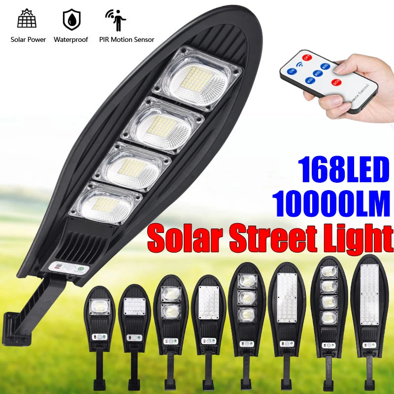 

168LED 10000W Solar Street Light Super Bright Outdoor 3 Modes Motion Sensor Waterproof LED Lamp for Garden Villa Gard Park Wall