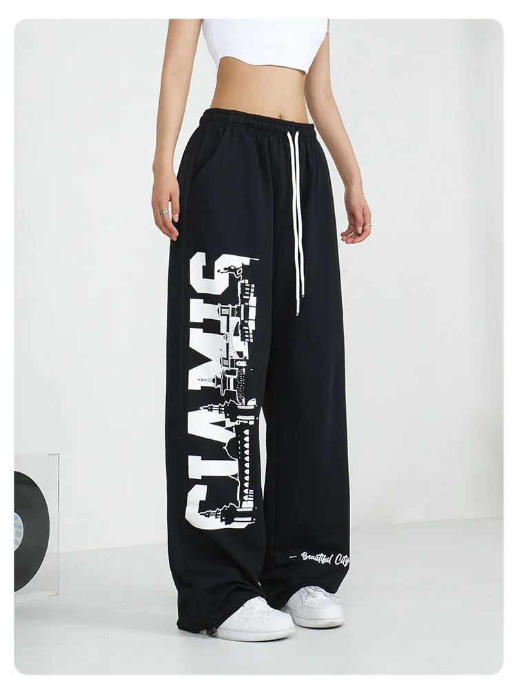 

2024 Y2K Streetwear White Jogging Sweatpants Women Harajuku Sports Pants Oversized Hip Hop Letter Wide Leg Trousers Korean Style
