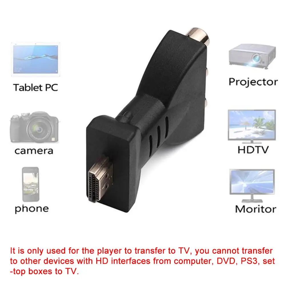 อะแดปเตอร์แปลงสัญญาณเสียง HDMI-to-AV อะแดปเตอร์คอมโพสิตที่เข้ากันได้กับแกนทองแดงแท้ตัวแปลงสัญญาณทีวี HD สายวิดีโอ AV