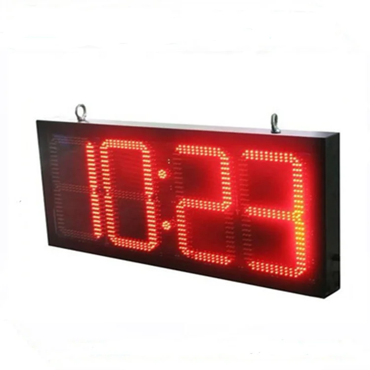 Red Outdoor Rs232 Led Digital Clock Display Wall Clock Digital Display