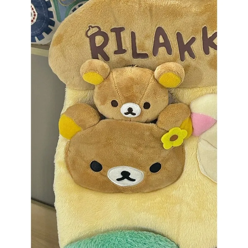 Dibujos animados Rilakkuma ‌ Bolsa colgante de almacenamiento para puerta de casa, colgante de pared de felpa, decoración suave para dormitorio, colgante, regalo de Navidad para niños