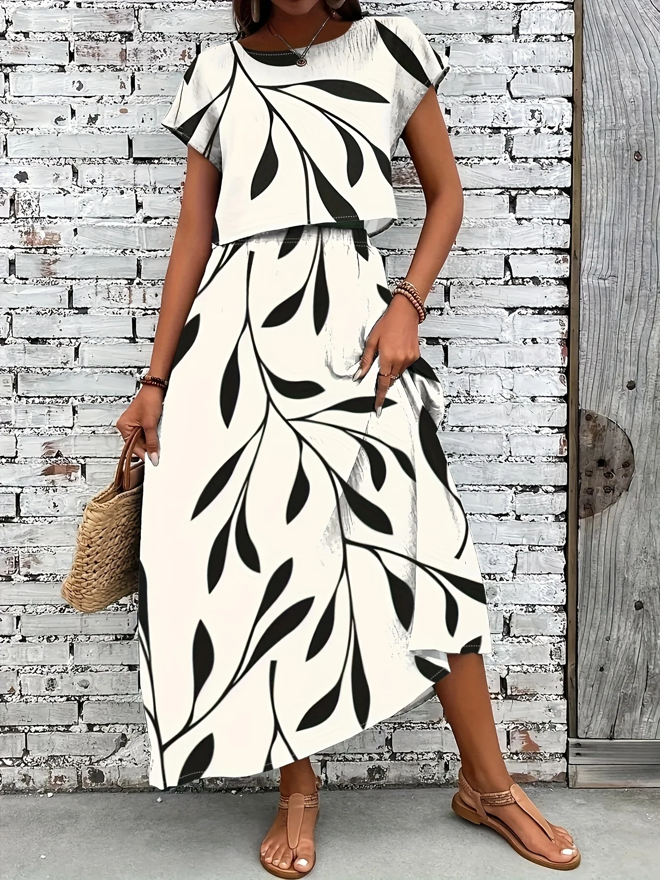 Tops e saias estampados primavera/verão para conjuntos casuais femininos