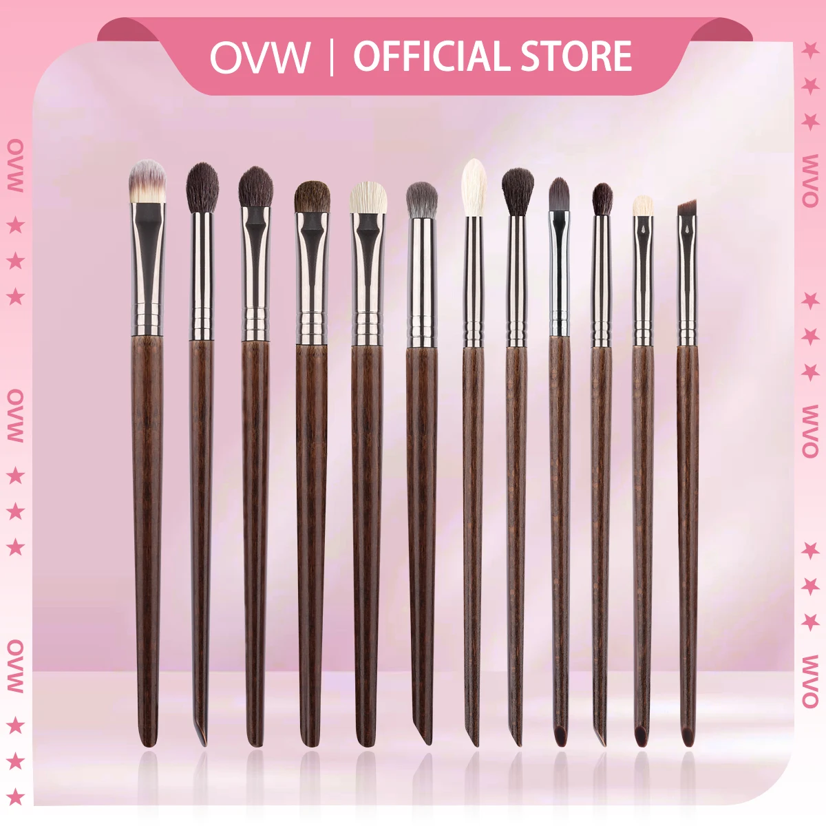 OVW 12pcs Eye Shadow Nature Hair Eyeliner Eyebrow Lip Cosmetic Beauty Makeup Brushes Tools