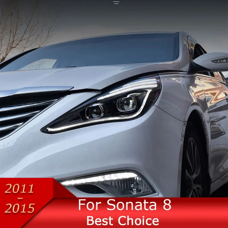 Suitable For 2011-2014 Hyundai Sonata 8 Headlight Assembly LED Daytime Running Dynamic Signal DRL Bi-Xenon