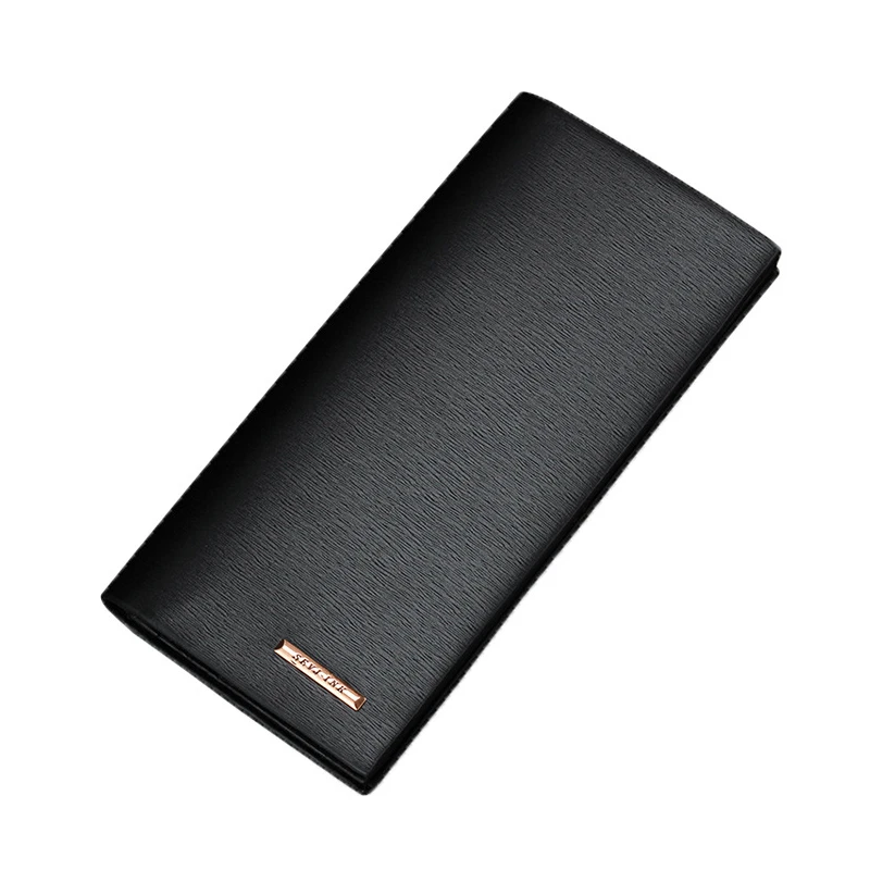 

Wallet Long Bussiness Card Holder Double fold Wallet Aluminum Metal Credit PU Leather Purse Checkbook Mini Card Wallet For Man