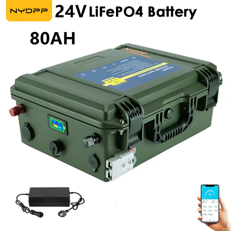 24V LiFePO4 60ah 80ah lifepo4 Battery pack lifepo4 24V 60AH 80AH Lithium iron phosphate battery waterproof with 10A charge