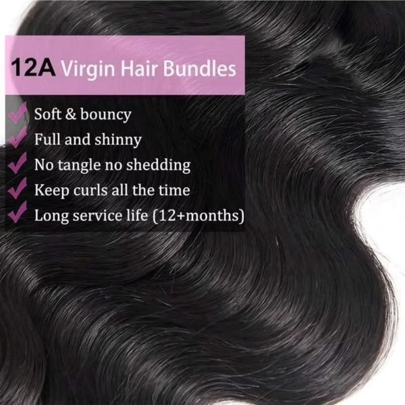 14A Body Wave 100% Human Hair Bundles Brazilian Natural Black Real Remy Weave Hair 3 4 5 Pcs Unprocessed Raw Hair Bundles Extensions image 6