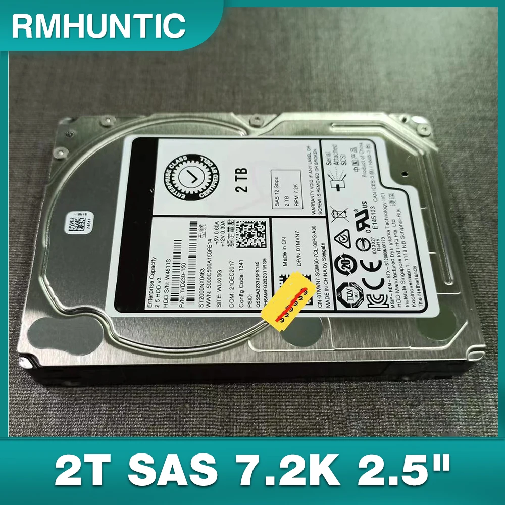 

HDD For ST2000NX0463 Server Hard Disk 0TMVN7 2T SAS 7.2K 2.5" 12G Hard Drive