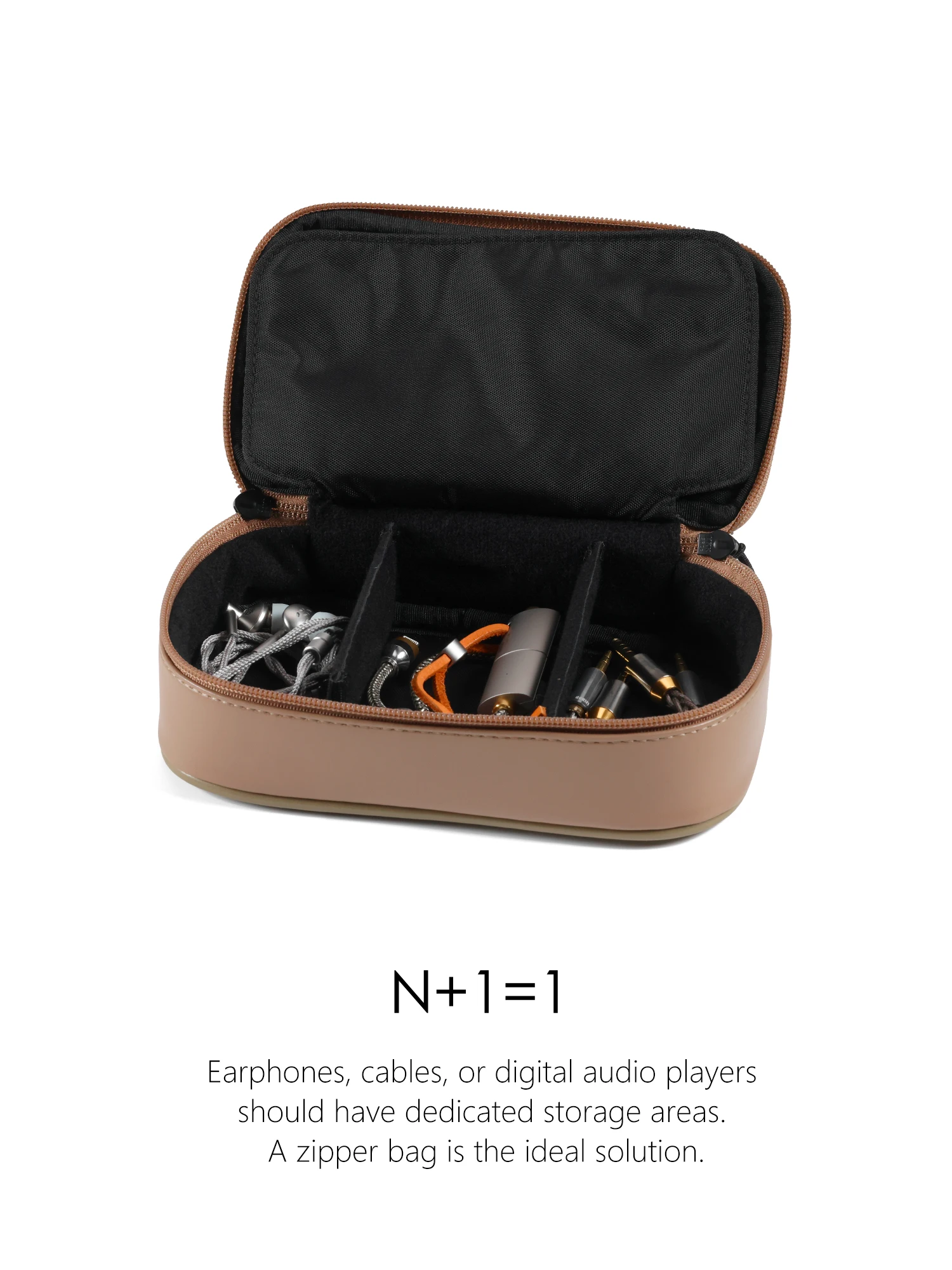 DD ddHiFi CZ180 Tragbarer HiFi-Aufbewahrungskoffer mit Verbundleder und individuellem YKK-Doppelschieber-Reißverschluss (Kaffeebohnenfarbe) – Detail 4