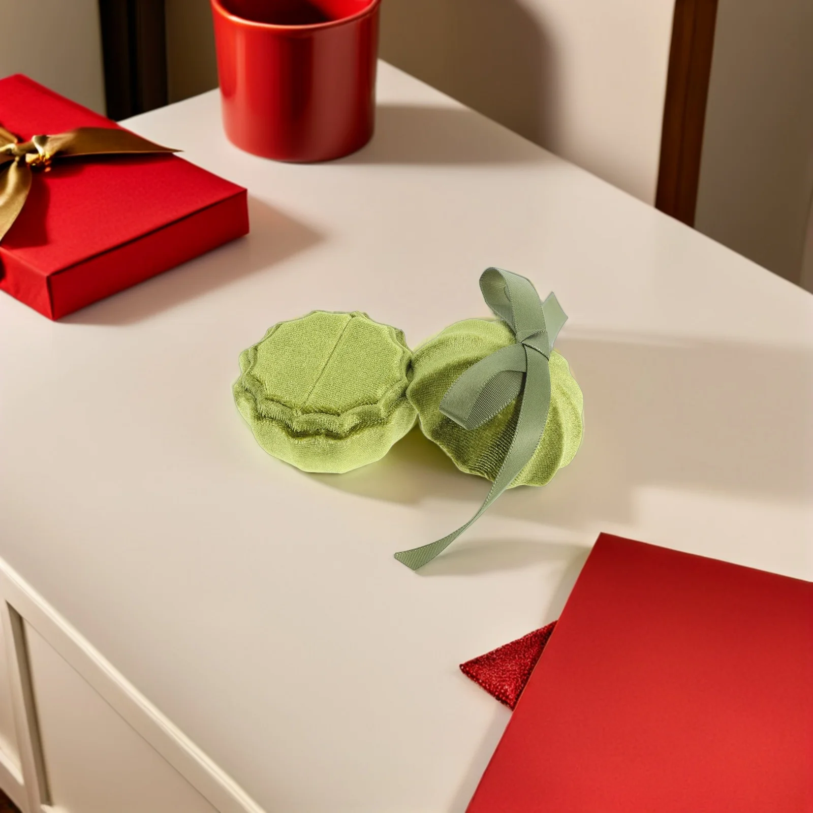 

Pumpkin Jewelry Box Elegant Ring Earring Storage Engagement Wedding Present Sponge Material Organizer Portable Container for Men