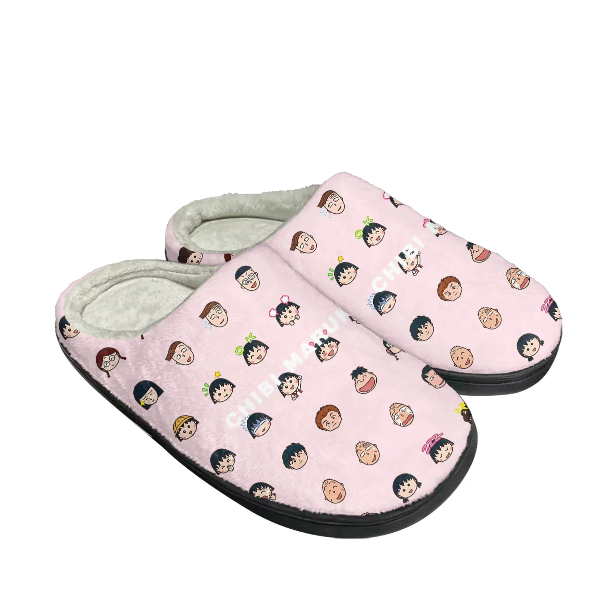 Pantuflas de algodón Chibi Maruko para hombre y mujer, pantuflas de felpa para dormitorio, informales, cálidas, con diseño de anime japonés, pantuflas térmicas personalizadas para interiores