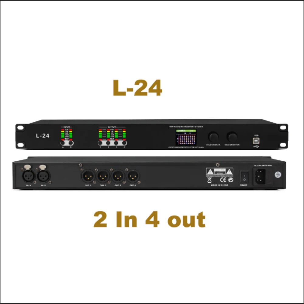 Professional L24 Active DSP Digital Audio Processor for Stage Use Hi-Res Audio Stereo Pairing Metal Sound Equipment