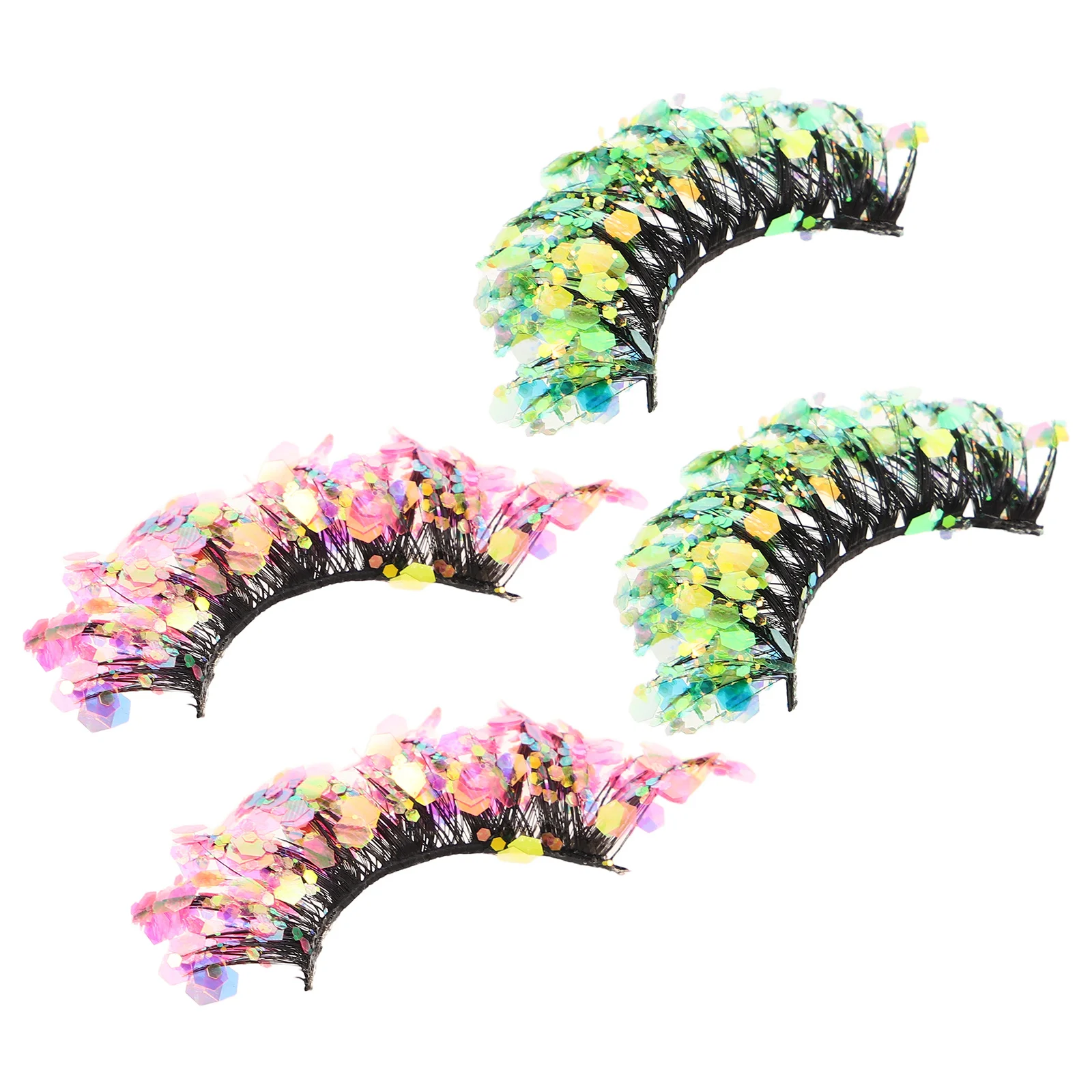 2Pairs 3D Glitter Falsche Wimpern Farbige Strass Pailletten Dramatische Sparkle Party Bühne Cosplay Make-Up Wimpern