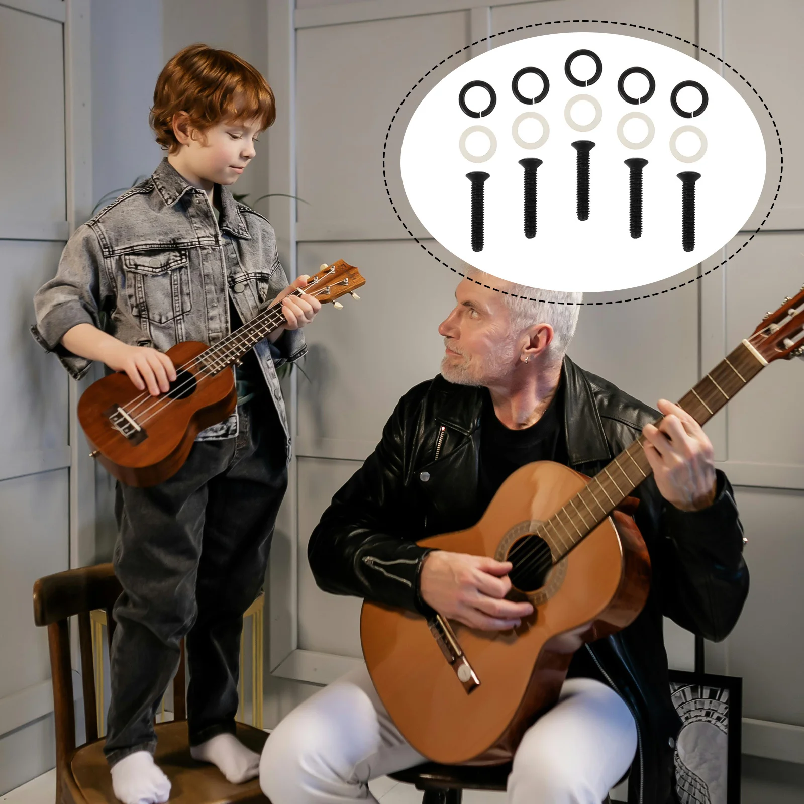 

1Set Guitar Tuner Washer Set Elegant Finish Tuning Peg Screws for Acoustic Electric Guitars Secure Fit Tuner Peg Spacers