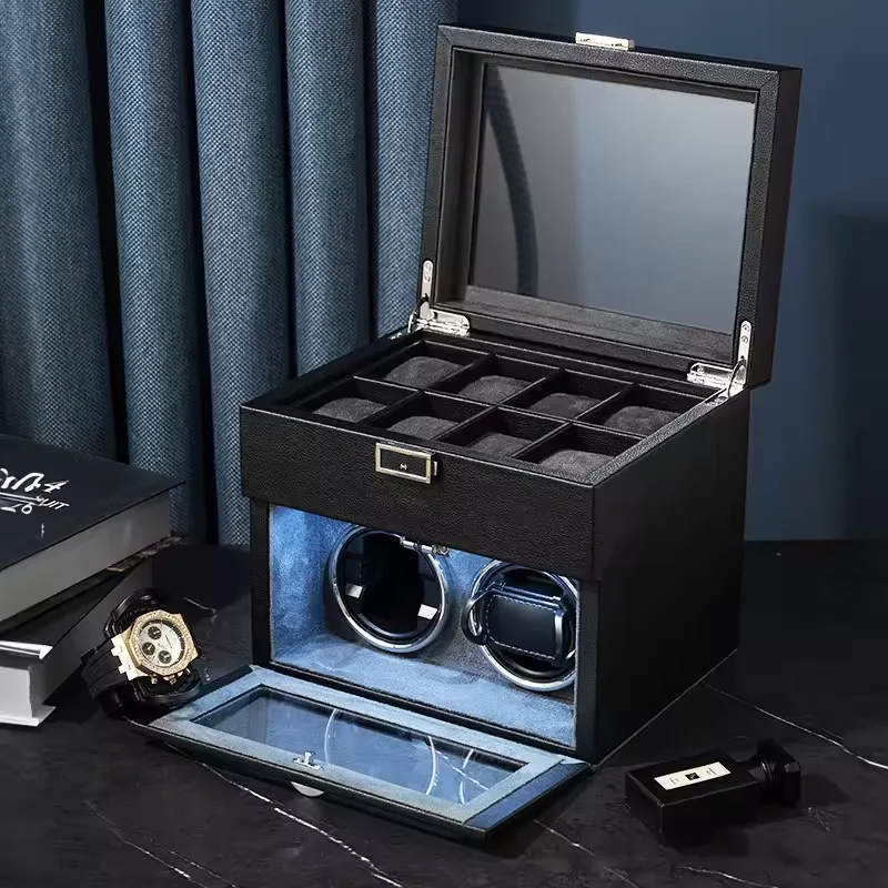 Watch Winder High-End Leather Watch Box for Mechanical Watches, Home-Use Minimalist Silent Motor Auto-Winding Box with Shake Fun