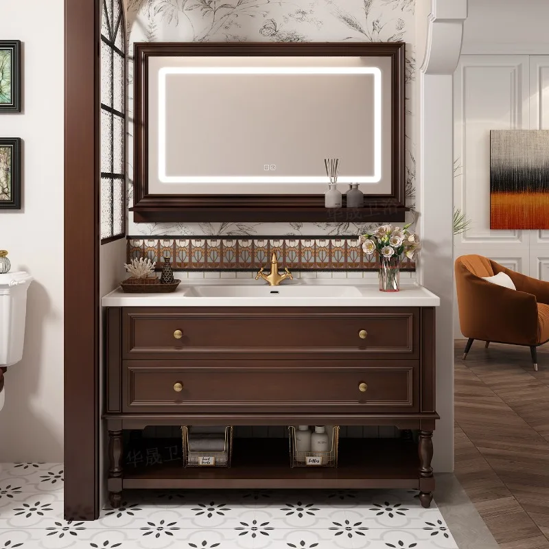 

Тумбы для ванной из американского дуба с интегрированной керамической раковиной, мебель для дома, модель ZY40YSG