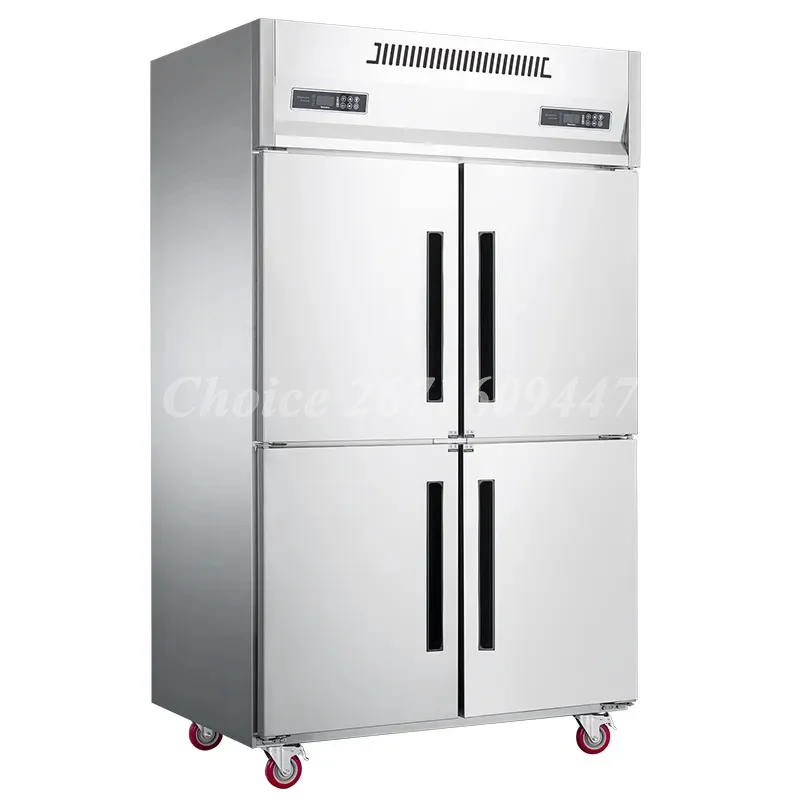 Commercial Kitchen Cabinet Showcases Stainless Steel Freezer 4 Door Dual Temperature Vertical Cold Freezer Refrigerator