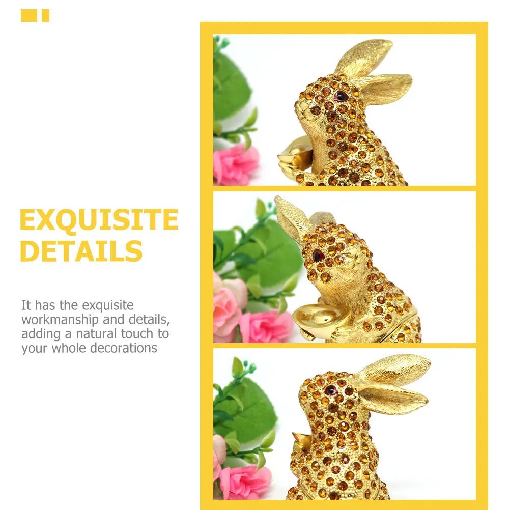 Exquisite Alloy Rabbit Jewelry Box Ring Mini Storage Case Earrings Organizer Desktop Trinket Container Ring Mini Box