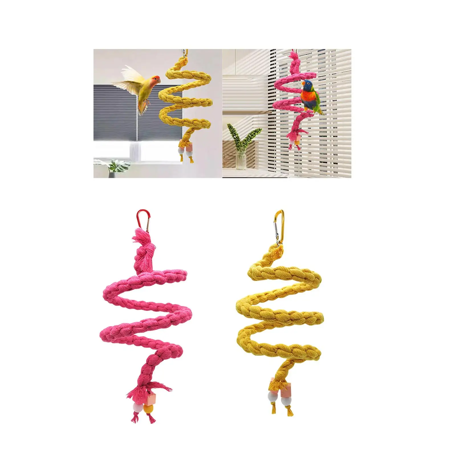 Bird Cage Spiral Rope Perch Stand Toy for Parrots Parakeets Lovebirds Chewing Climbing Fun