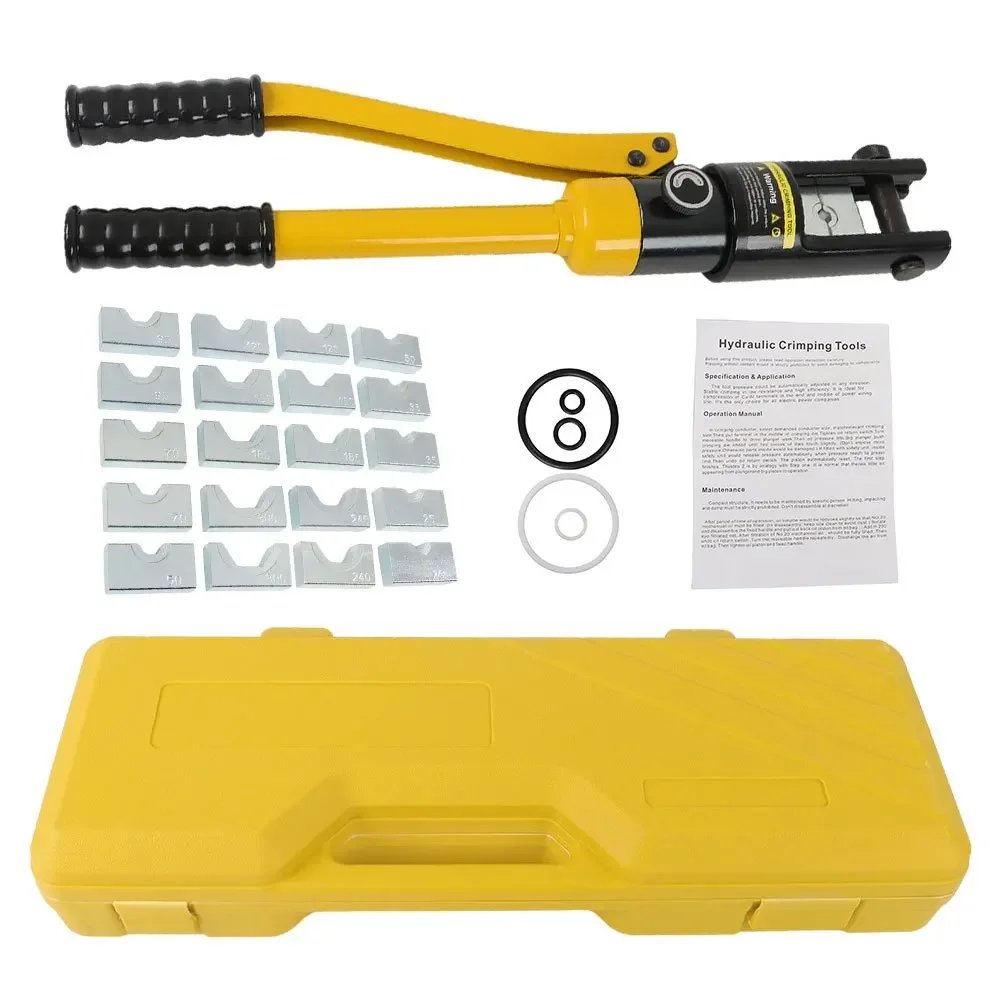 

DDHOME YQK-300 16 Ton Hand Operated Hydraulic Crimper Crimping Tool, Battery Lug Terminal Cable Crimping Tool Stainless Steel Cable Crimper Tool with 11 Pair Dies Set 16mm to 300mm
