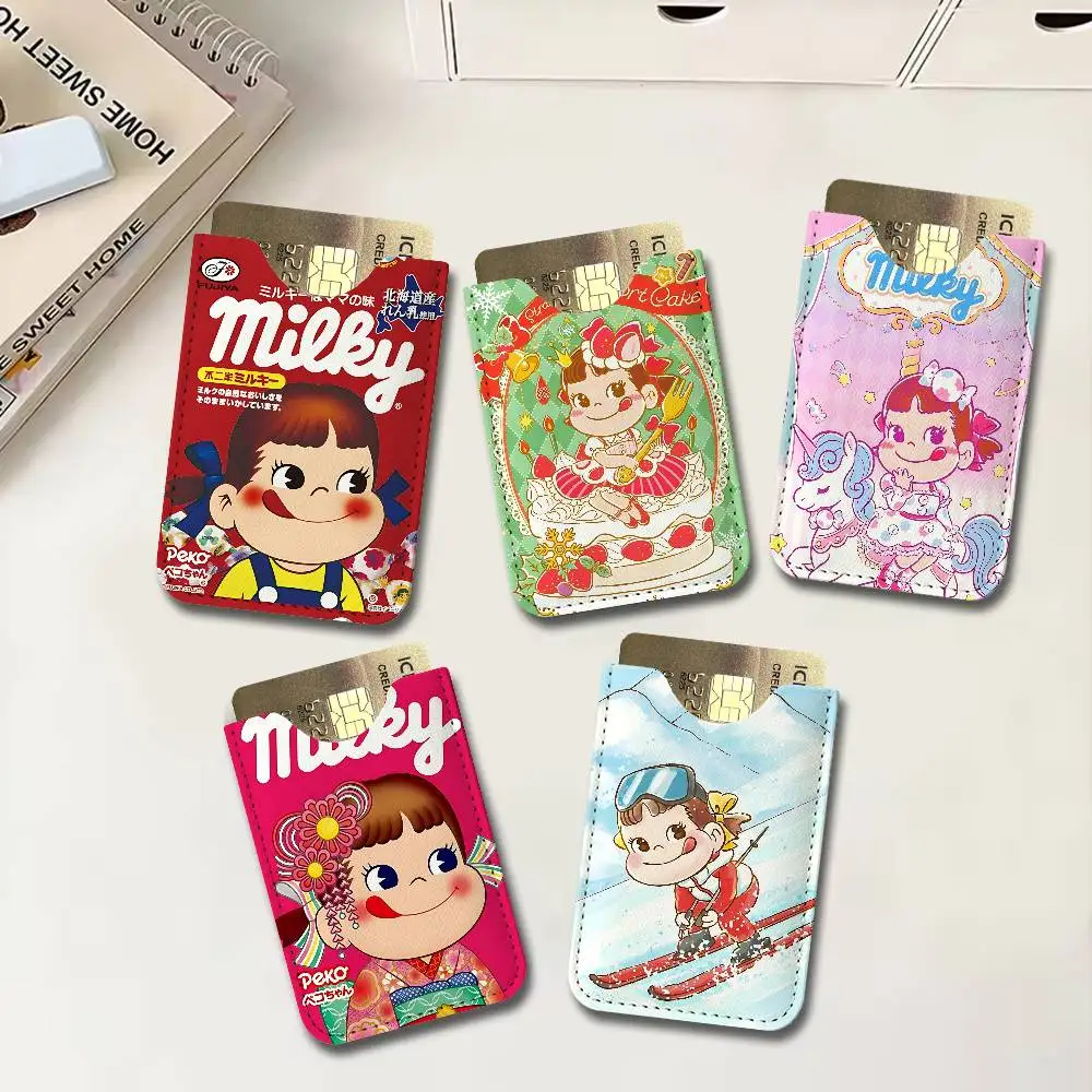 Classic Confectionery Logo F-Fujiya Ultra-Thin Mini Leather Card Holder Wallets for Lightweight Soft Genuine Leather Credit Card