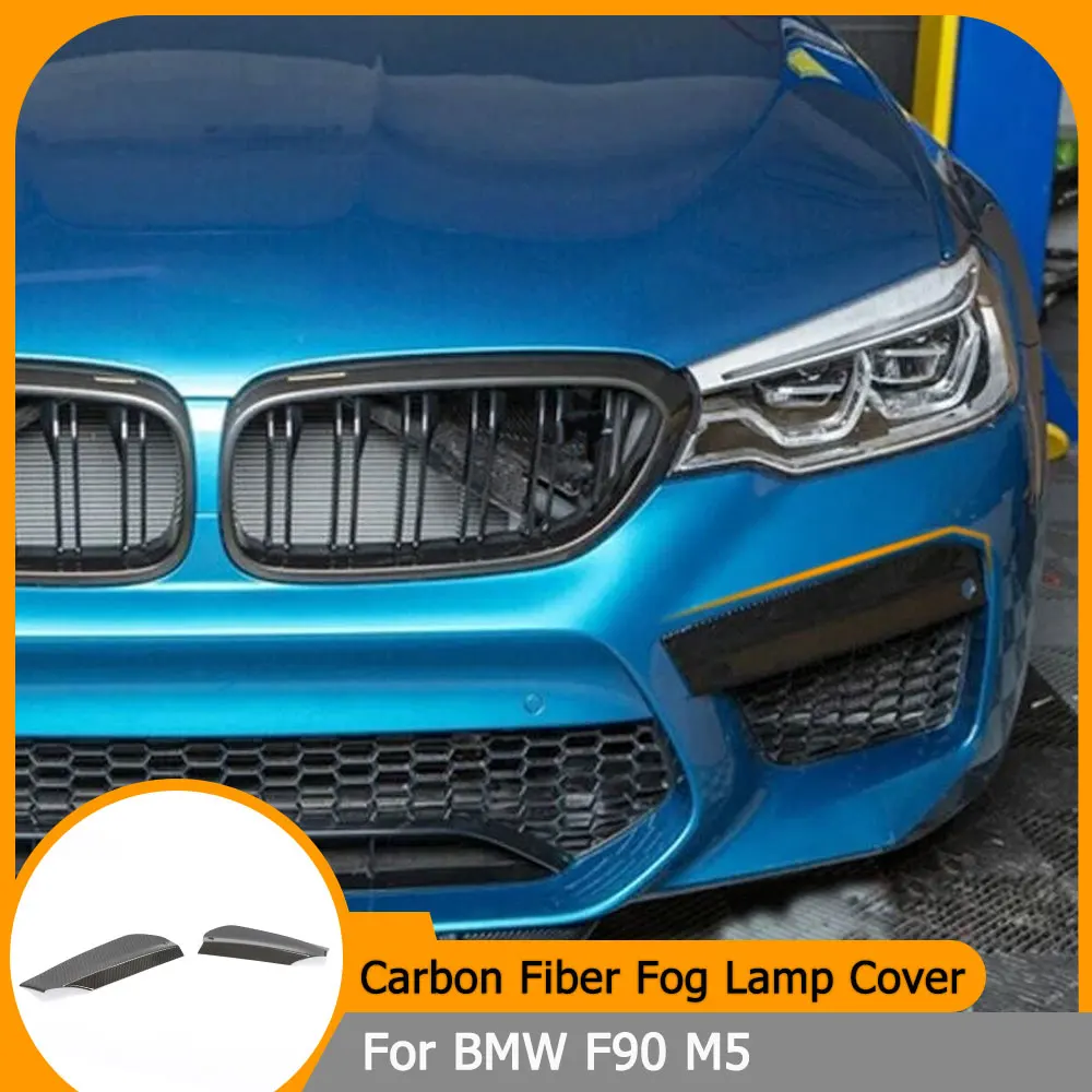 

Carbon Fiber Front Bumper Lip Splitters Fins For BMW F90 M5 2018-2020 Fog Lamp Cover Sticker Cupwings Winglets