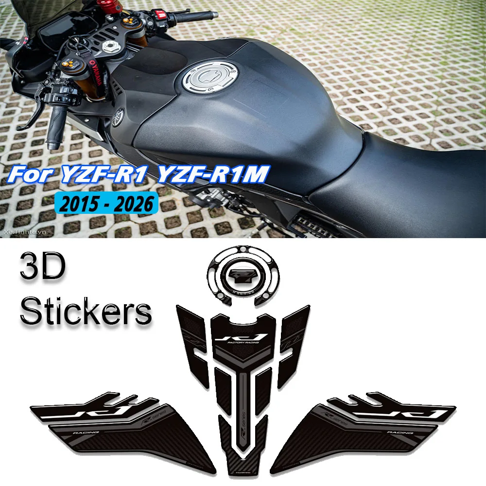 Motorcycle For YZF-R1 YZF-R1M YZFR1 YZFR1M YZF R1 R1M Tank Pad Cap Gas Fuel Knee Stickers Decals Protection 2015 - 2026