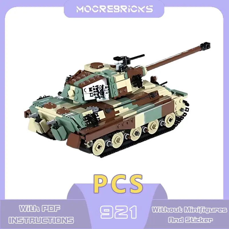 WW II The Tiger II Army Armed Vehicles Model German Heavy Tanks Building Blocks Technology Bricks Desktop Display Toy Gift