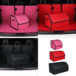 Car Trunk Organizer Box Auto Trash Tool Storage Bag Folding Large Cargo Storage Stowing Tidying Storage Box pink/red