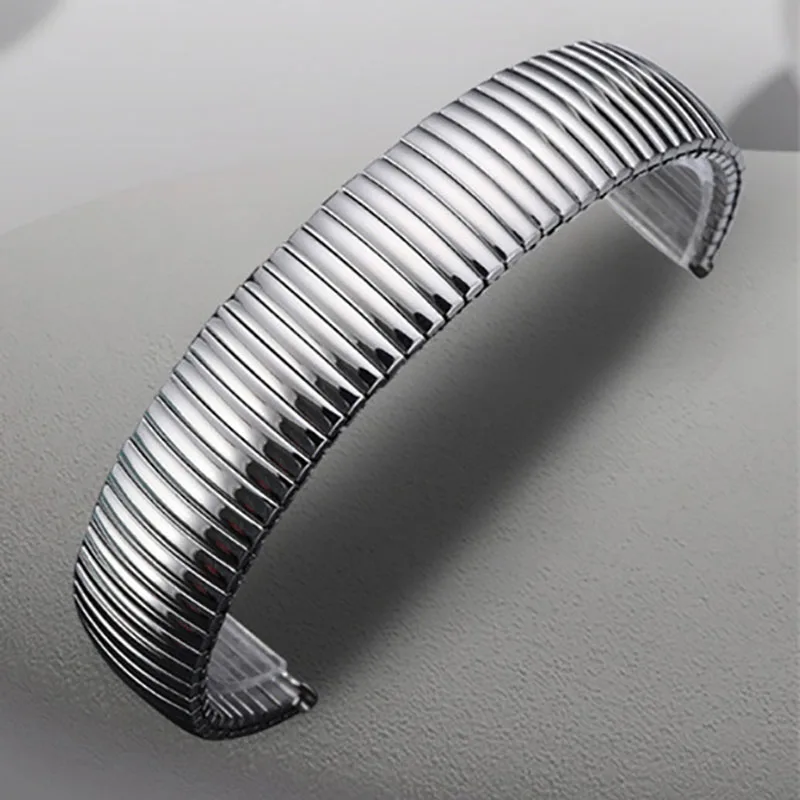 12mm 14mm 16mm 18mm 20mm 22mm Elastic Stretch Expand Stainless Steel Watch Band Universal Metal Watch Strap Silver Gold Bracelet