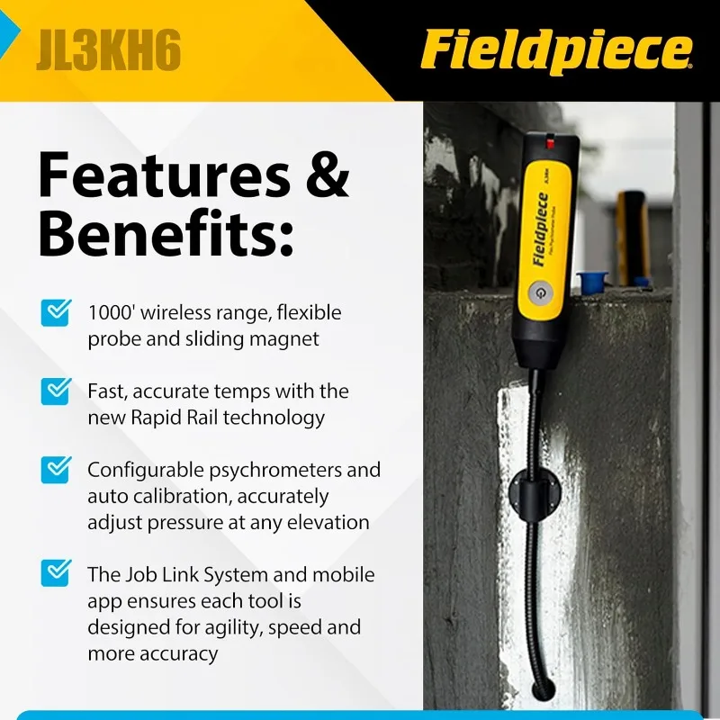 Job Link System HVACR Wireless Probe Kit - JL3KH6 - Fast Accurate Temps With Rapid Rail Technology - HVAC Tools Wit