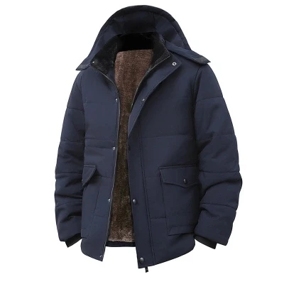 

Male Solid Zipper Waterproof Casual Fashion Parkas Male Coat Male Winter Fleece Warm Outdoor Windproof Detachable Hooded Parkas